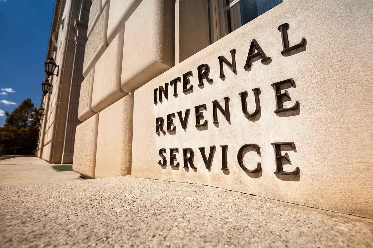 11Low angle building photo with the words "Internal Revenue Service" on the side of the building